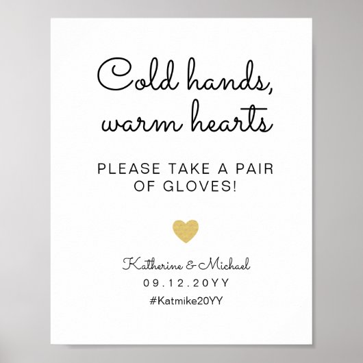 Koude handen Warm Hearts Weddenschap Ghandschoenen Poster (Voorkant)