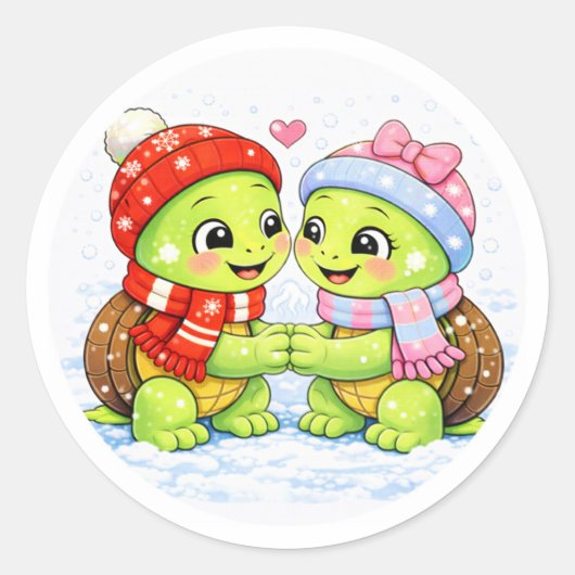 Koude handen, warme harten ronde sticker (Voorkant)