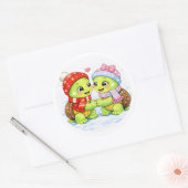Koude handen, warme harten ronde sticker (Envelop)