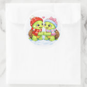 Koude handen, warme harten ronde sticker (Tas)
