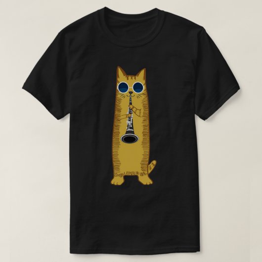 Koude hippy kat met zonnebril die de Clarine speel T-shirt (Design voorkant)