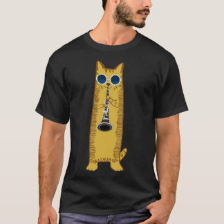 Koude hippy kat met zonnebril die de Clarine speel T-shirt