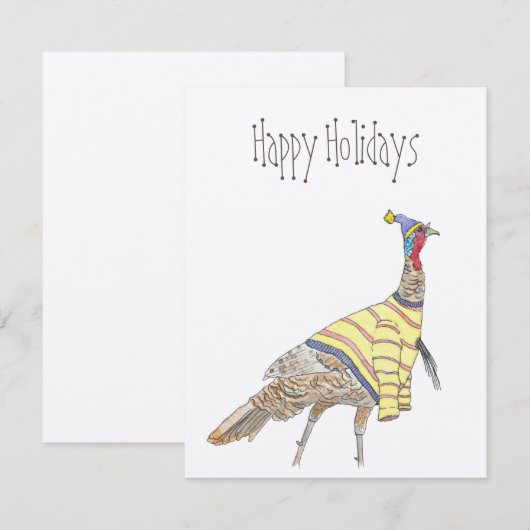 Koude kalkoen prettige feestdagen notitiekaartje (Voorkant / Achterkant)