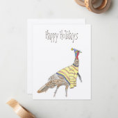 Koude kalkoen prettige feestdagen notitiekaartje (Voorkant / Achterkant in situ)