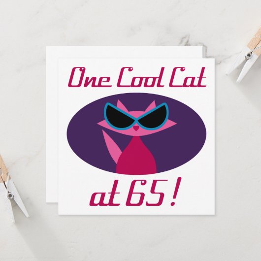 Koude kat 65e verjaardag kaart (Voorkant / Achterkant in situ)