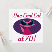 Koude kat 70e verjaardag kaart (Voorkant / Achterkant in situ)