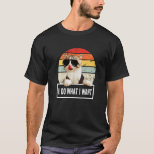 Koude kat die ik doe wat ik wil dat de kat retro t-shirt