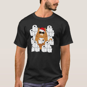 Koude kat in Santa S-Pet met toiletpapier T-shirt