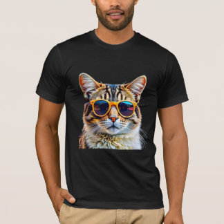 Koude kat in zonnebrillen t-shirt