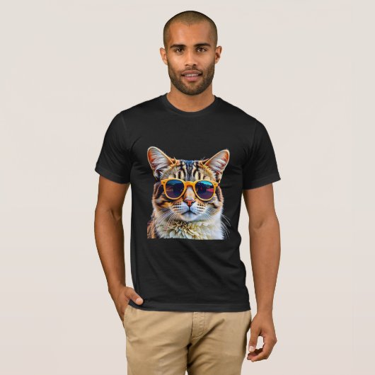 Koude kat in zonnebrillen t-shirt (Voorkant volledig)