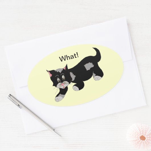 Koude kat met Gezegde Ovale Sticker (Envelop)