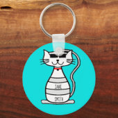 Koude kat met zonnebrillen op maat sleutelhanger (Voorkant)