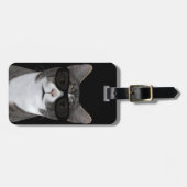 Koude kat met zwarte zonnebril bagagelabel (Voorkant horizontaal)