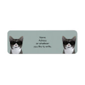 Koude kat met zwarte zonnebril etiket (Voorkant)