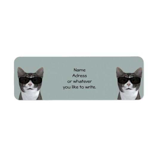 Koude kat met zwarte zonnebril etiket (Voorkant)