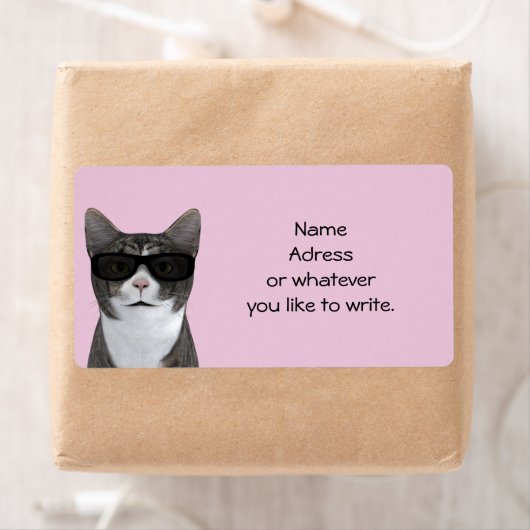 Koude kat met zwarte zonnebril etiket (Insitu)