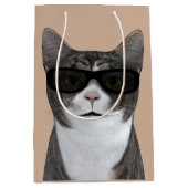 Koude kat met zwarte zonnebril medium cadeauzakje (Voorkant)