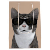 Koude kat met zwarte zonnebril medium cadeauzakje (Achterkant)