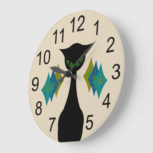 Koude kat midden midden moderne wandklok (Hoek)