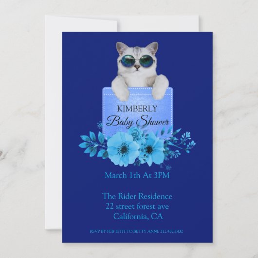 Koude kat op het zakje Baby shower Kaart (Voorkant)