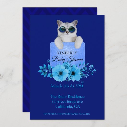 Koude kat op het zakje Baby shower Kaart (Voorkant / Achterkant)