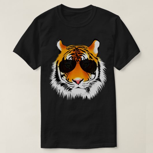 Koude kat tijger met zonnescherm t-shirt (Design voorkant)