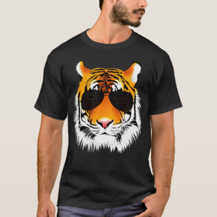 Koude kat tijger met zonnescherm t-shirt