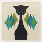 Koude kat uit de middeleeuwen Moderne glazen Onder Glazen Onderzetter (Voorkant)