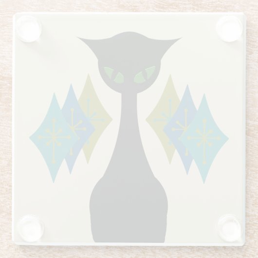 Koude kat uit de middeleeuwen Moderne glazen Onder Glazen Onderzetter (Achterkant)