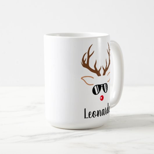 Koude kerst Roodrendierrode neus Zwarte zonnebril Koffiemok (Voorkant rechts)