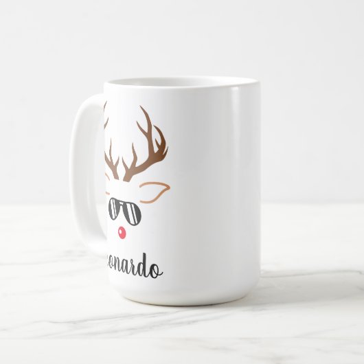 Koude kerst Roodrendierrode neus Zwarte zonnebril Koffiemok (Voorkant links)