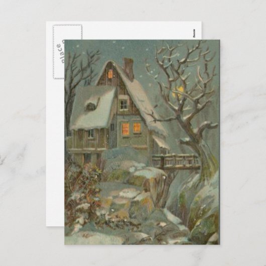 Koude kerstavond feestdagenkaart (Voorkant / Achterkant)