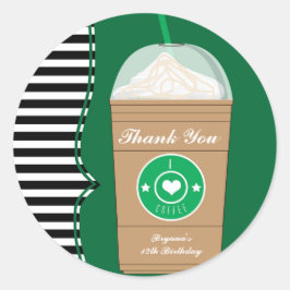Koude koffie Frap verjaardagsfeestje favor sticker