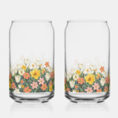 koude koffie glazen fles met bloemen (Voorkant)