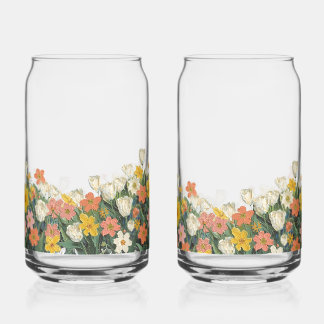 koude koffie glazen fles met bloemen
