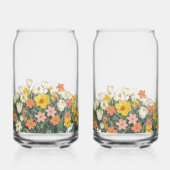 koude koffie glazen fles met bloemen (Achterkant)