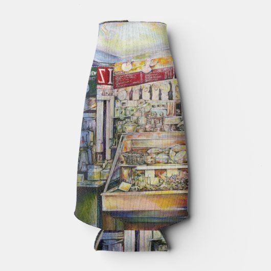 Koude koffie in een warme delicatessenwinkel flesjeskoeler (Voorkant)