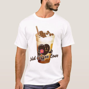 Koude koffie liefhebber kat Kawaii Anime Retro T-shirt