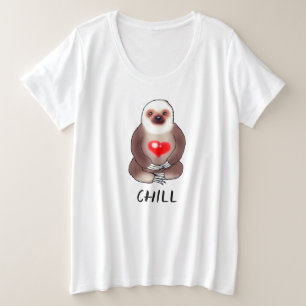 Koude luiaard met gloeiend hart grote maat t-shirt
