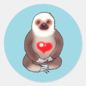 Koude luiaard met gloeiend hart ronde sticker (Voorkant)