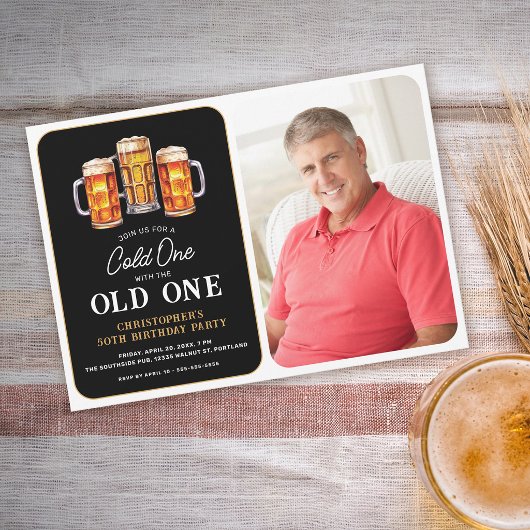 Koude Met De Oude Foto Bier Verjaardag Kaart