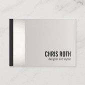 Koude, moderne zwart-wit en zilverstreep grijs visitekaartje (Voorkant)