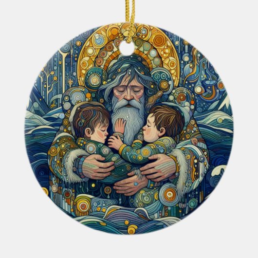 "Koude nacht, sterke armen" Keramisch Ornament (Voorkant)