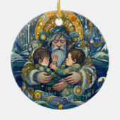 "Koude nacht, sterke armen" Keramisch Ornament (Achterkant)