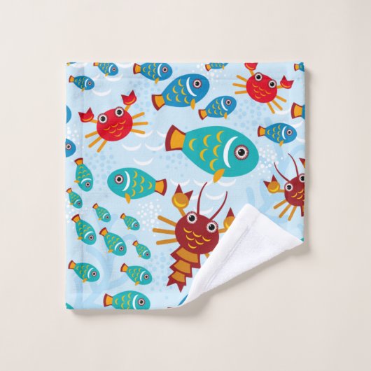Koude oceaan Mariene Leven Vis en krab Bad Handdoek (Wasdoekje)