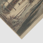 Koude Ochtend Boerderij Scène Currier & Ives Decou Tissuepapier (Detail)