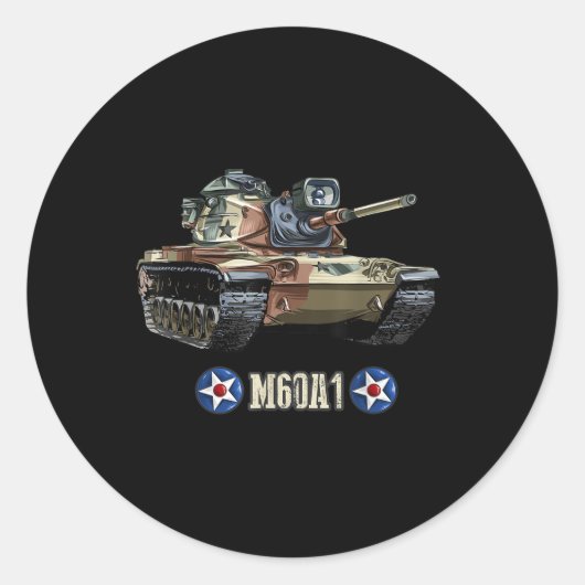Koude Oorlog Amerikaanse M60a1 zware tank Ronde Sticker (Voorkant)