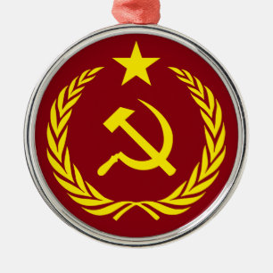 Koude Oorlogscommunistische vlag Premium Round Orn Metalen Ornament