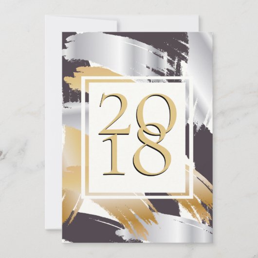 KOUDE Penseelstreken Gold Silver & Black NYE BASH Kaart (Voorkant)