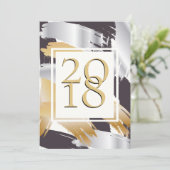 KOUDE Penseelstreken Gold Silver & Black NYE BASH Kaart (Staand voorkant)